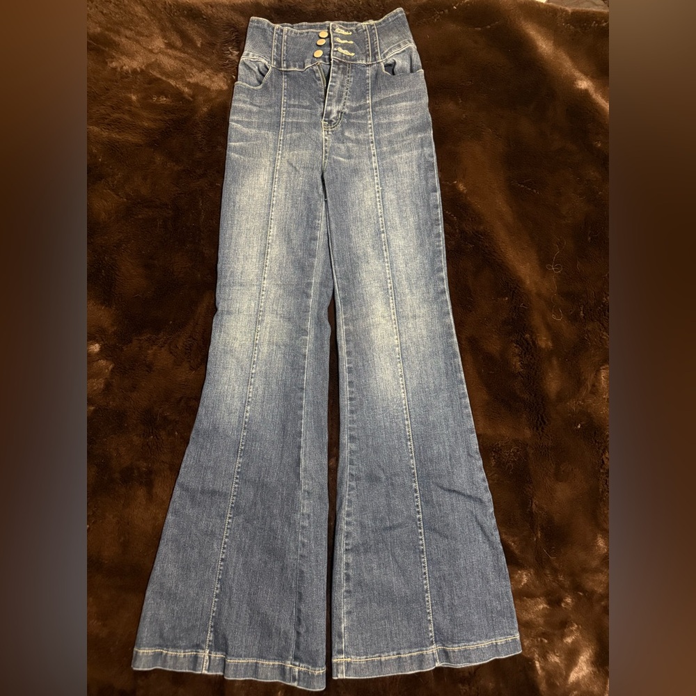 Flying Tomato High-Waisted Blue Flare Jeans